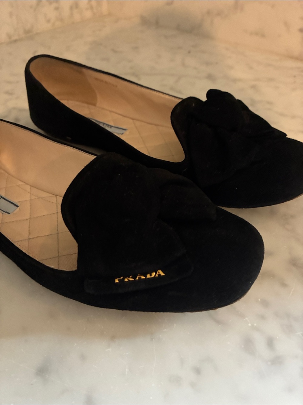 Prada Black Suede Bow Loafers for Women - Picture 4 of 4